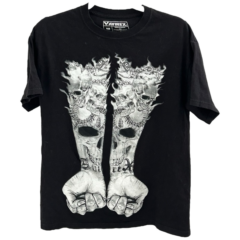 Avirex Men’s Vintage Short Sleeve Black Graphic Tee Shirt‎  Sz M